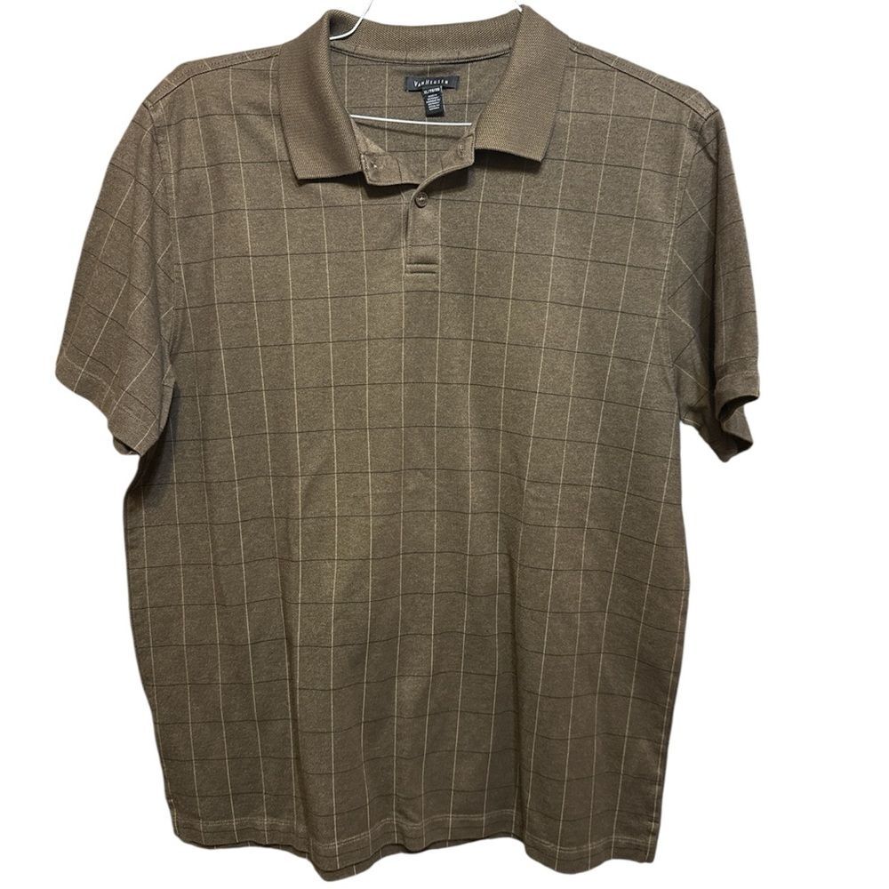 Van Heusen Tan Checkered Polo Shirt